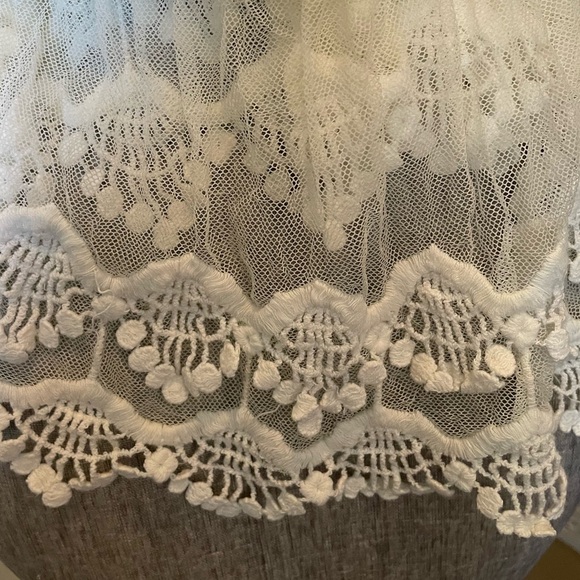 Sheer, lace embroidery racer back top. - Picture 5 of 6